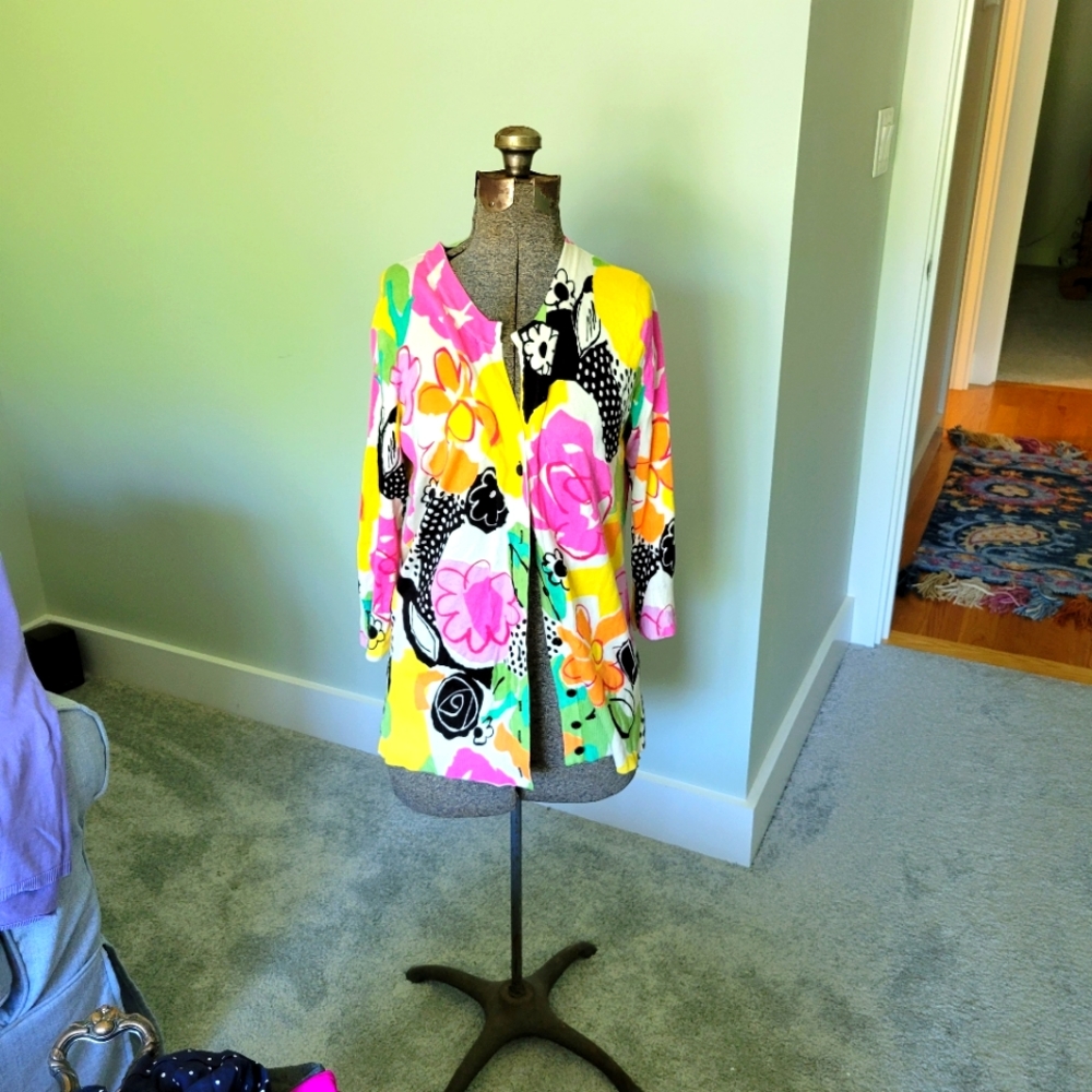 multicolored cardigan